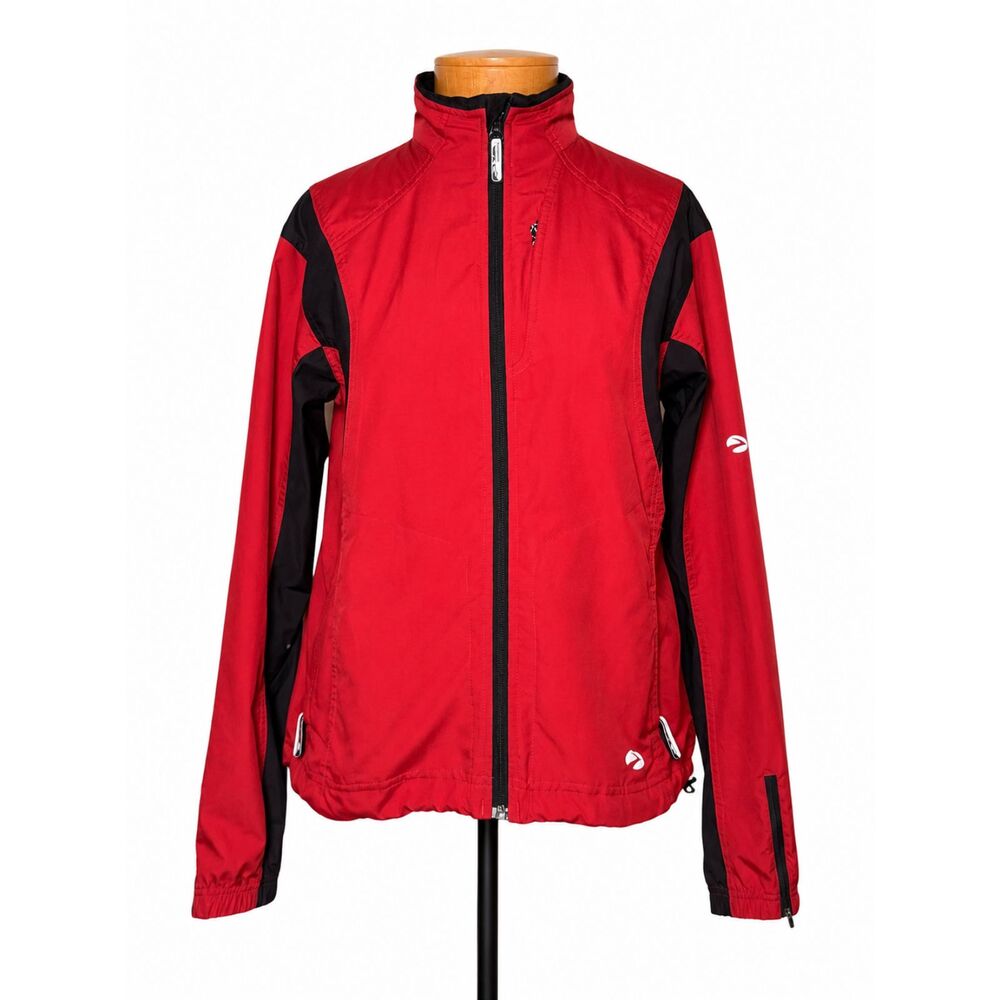 Brooks Vetta Running Jacket Womens M Red Black Full Zip Windbreaker Reflective